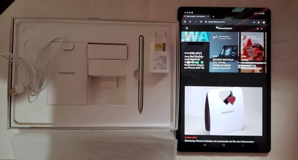 Review: galaxy tab s7 fe tem tela grande e boa bateria Itens que são enviados na caixa do galaxy tab s7 fe pela samsung