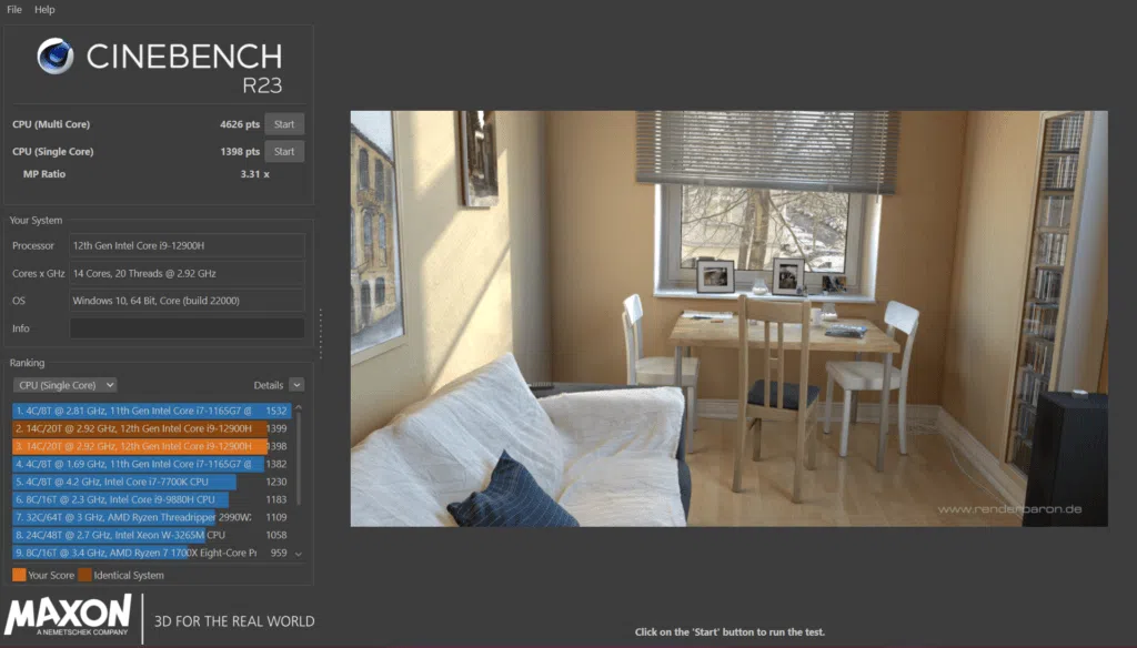 Review: rog flow z13, híbrido notebook-tablet gamer e portátil Resultado do benchmark cinebench no rog flow z13