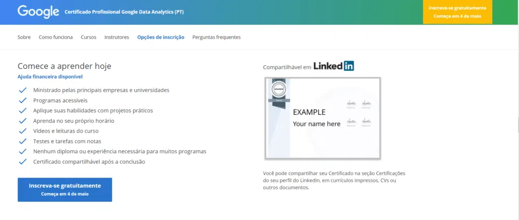Google lança cursos profissionalizantes de tecnologia com certificados Plataforma online coursera