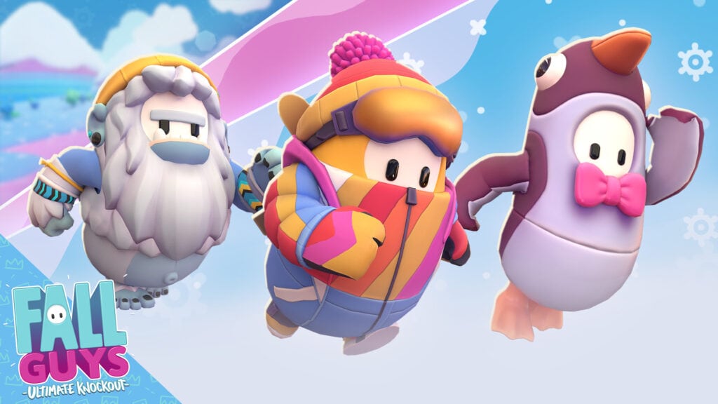Images from three characters from Fall Guys, whose servers have crashed, and now a cross-play between Steam and Epic has been released.