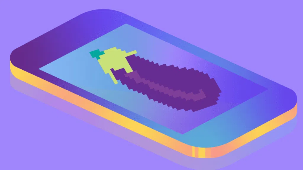 Como esconder nudes no iphone e android Animação de uma beringela dentro de um smartphone para manter nudes seguras