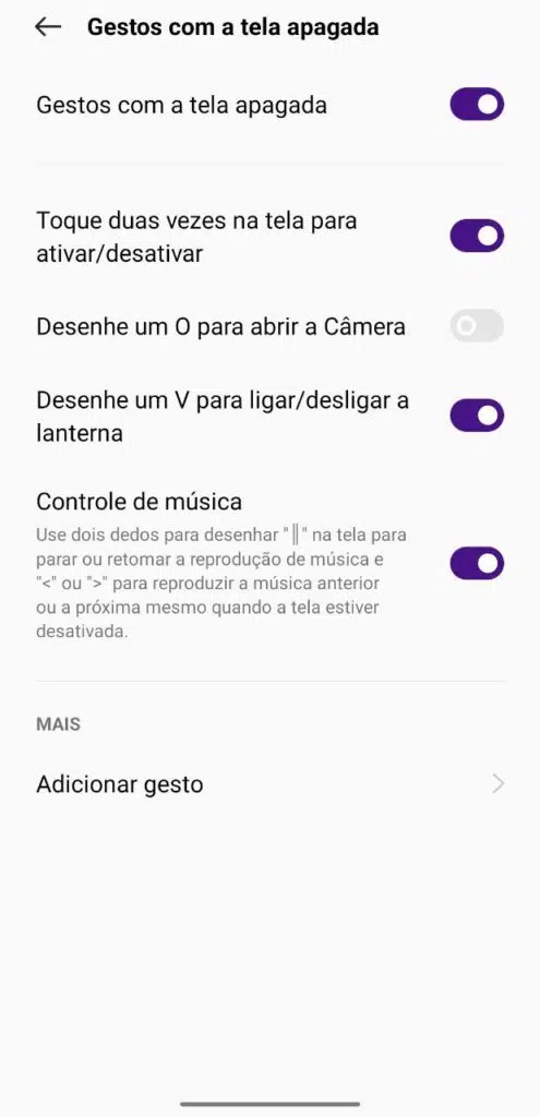 30 dicas e truques para smartphones realme Com os gestos com a tela apagada, você consegue "criar" atalhos para algumas funções do seu realme