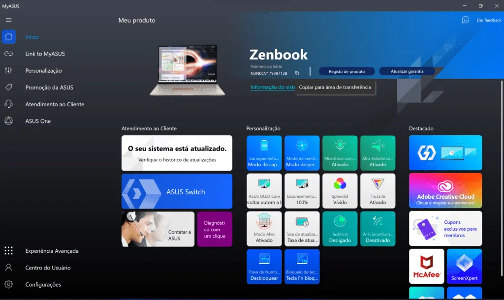 Review: zenbook 14x oled space edition une potência e leveza Aplicativo myasus