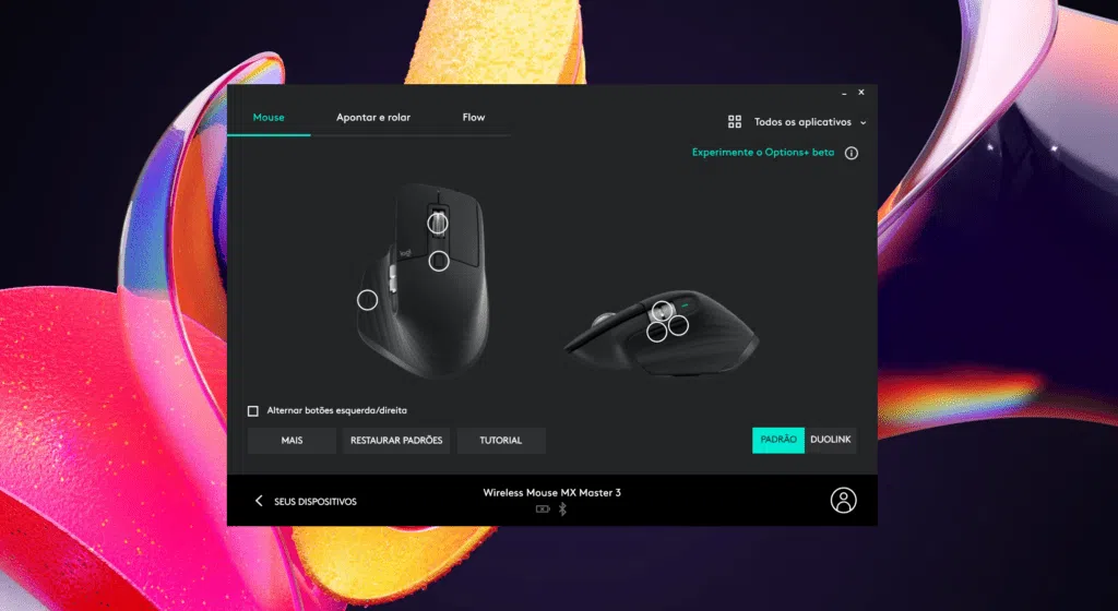Review: logitech mx master 3s Software que deve ser instalado com o mouse, embora seja opcional, chamado logitech options+