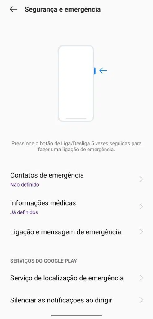 30 dicas e truques para smartphones realme Configuração das ligações de emergência no realme 9 pro+