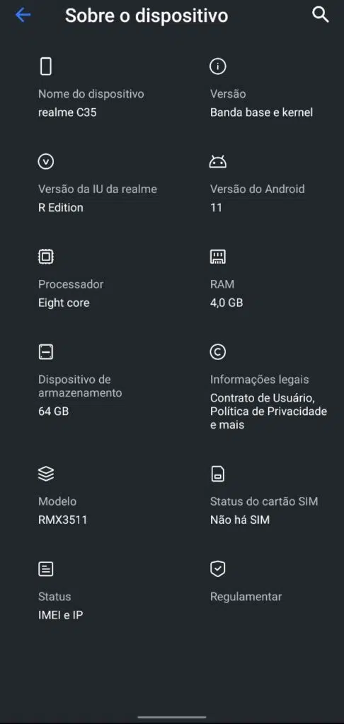Review: realme c35 é uma bela surpresa Detalhes da configuração do realme c35