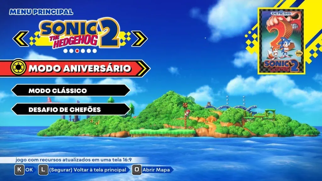 Review: Sonic Origins is een nostalgisch bitterzoete ervaring Screenshot van het spelkeuzescherm, met aandacht voor de jubileummodus van Sonic 2.