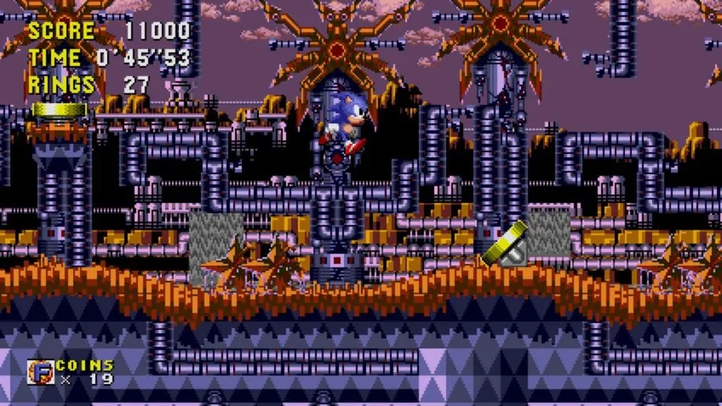 Review: Sonic Origins is een nostalgisch bitterzoete ervaring Screenshot van een van de sonische cd-tijdreislevels.