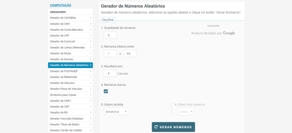Hasilkan nomor mega-sena dan permainan lotre kotak penghasil angka acak