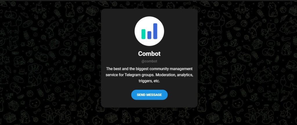 Para gerenciar grupos, o combot dá a opção de comandos para monitorar mensagens, bloquear o chat e mais