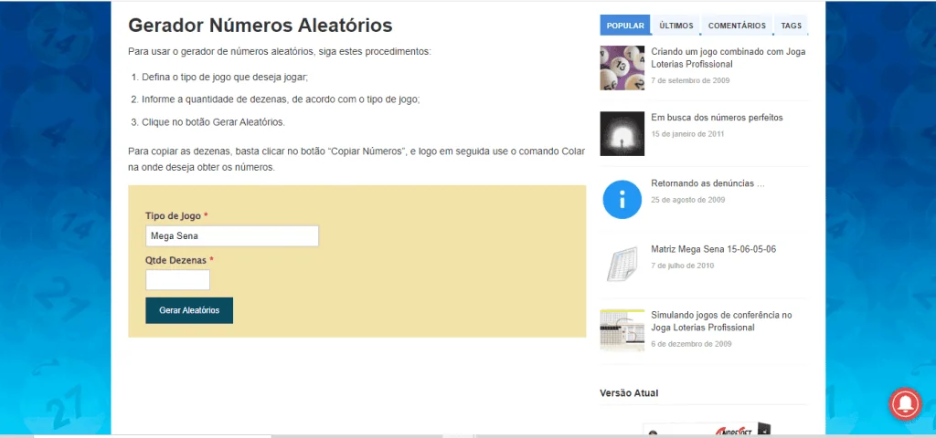 Hasilkan nomor mega-sena dan permainan lotre kotak penghasil angka acak