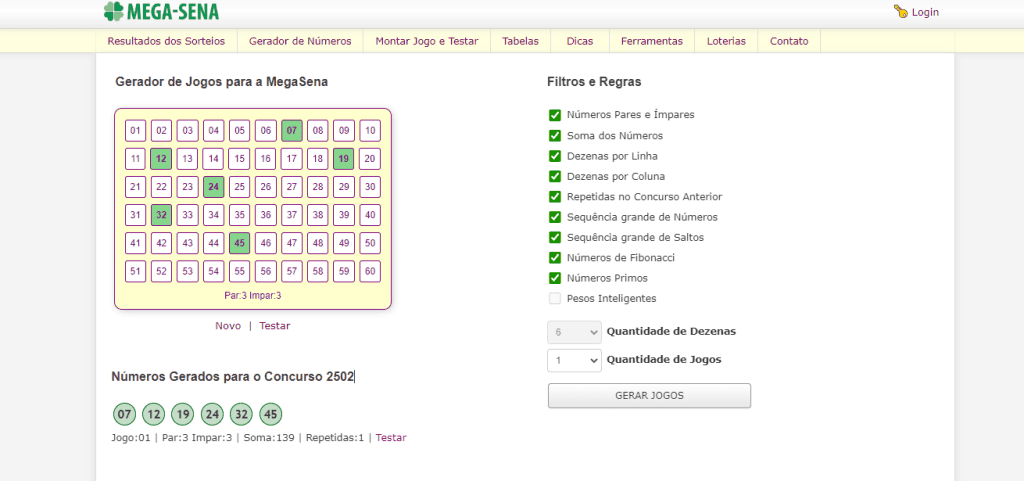 Hasilkan nomor mega-sena dan permainan lotre kotak penghasil angka acak