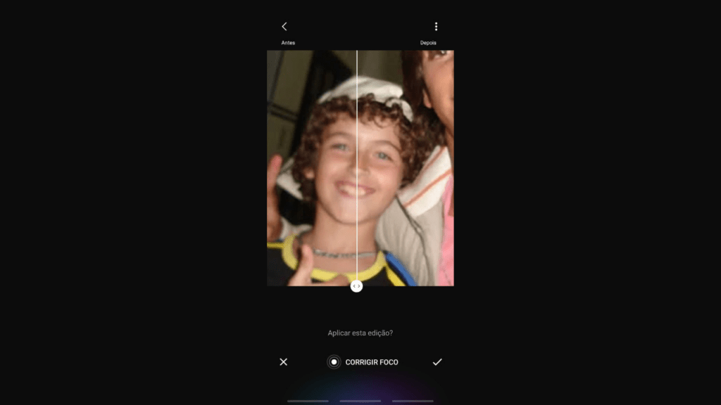 Exemplo do app da samsung que faz uso de ia para melhorar fotos