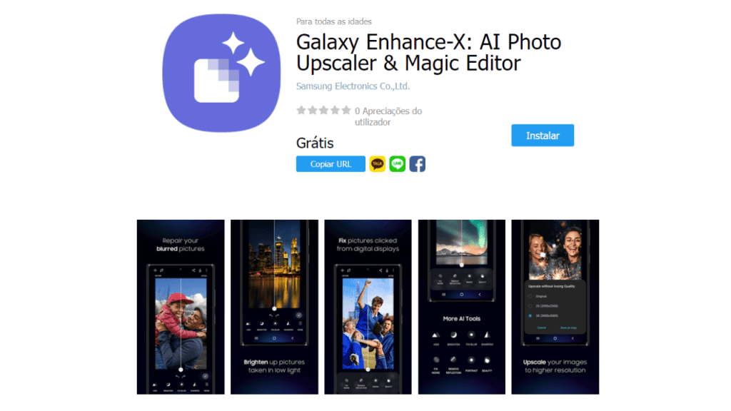 Samsung launches app to improve photos using AI Screenshot of galaxy enhanced-x in the galaxy store