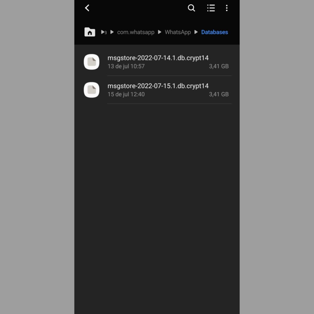 Backup do whatsapp para android salvo no armazenamento externo