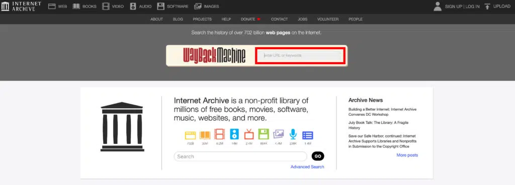 Como recuperar tweets apagados A imagem mostra o internet archive uma das formas de recuperar posts do twitter
