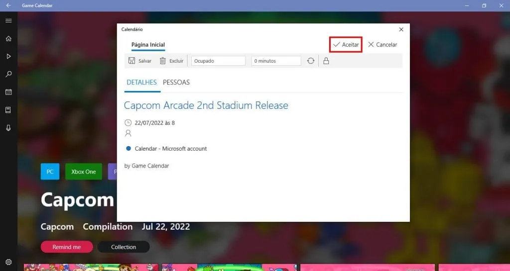 Como instalar um calendário gamer no windows A imagem mostra a tela de um jogo no game calendar