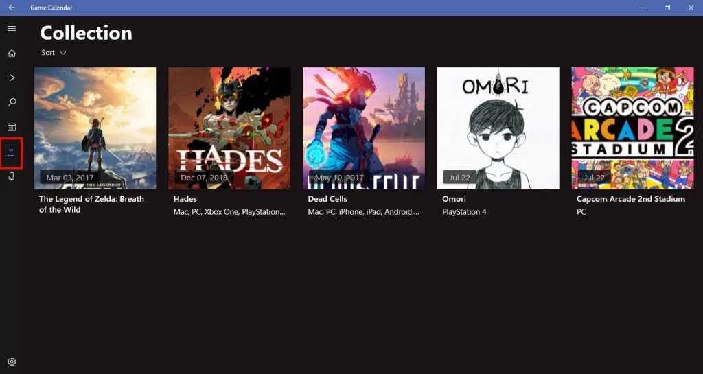 Como instalar um calendário gamer no windows A imagem mostra a tela de coleção de jogos do game calendar, o calendário gamer no windows