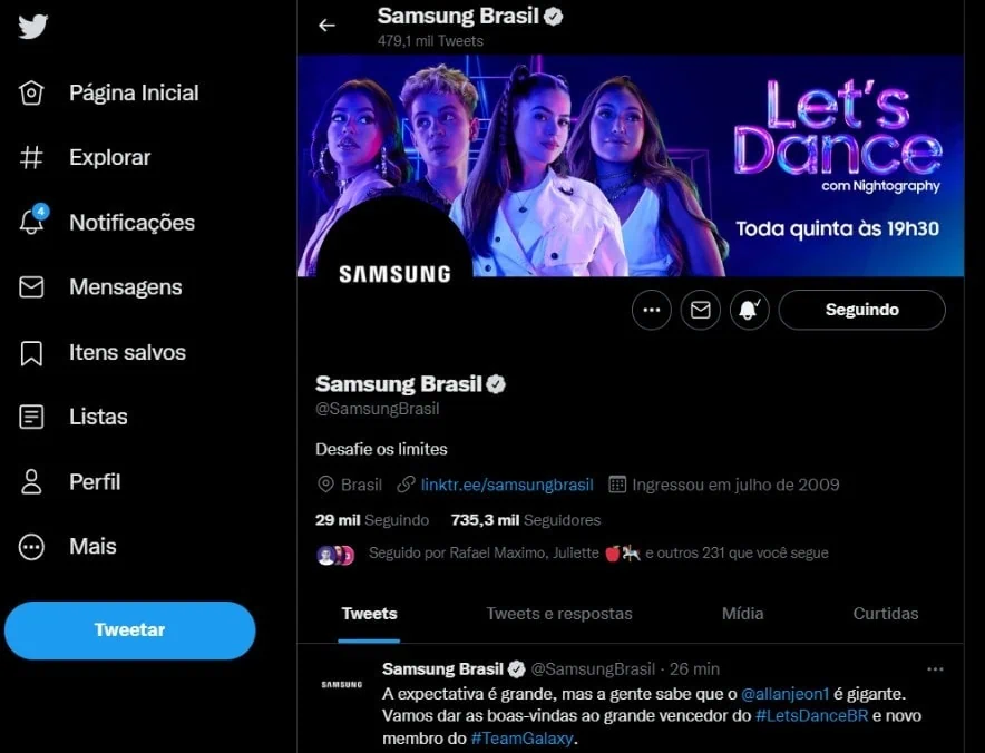 Come chiamare l'assistenza tecnica samsung? profilo samsung brasile su twitter