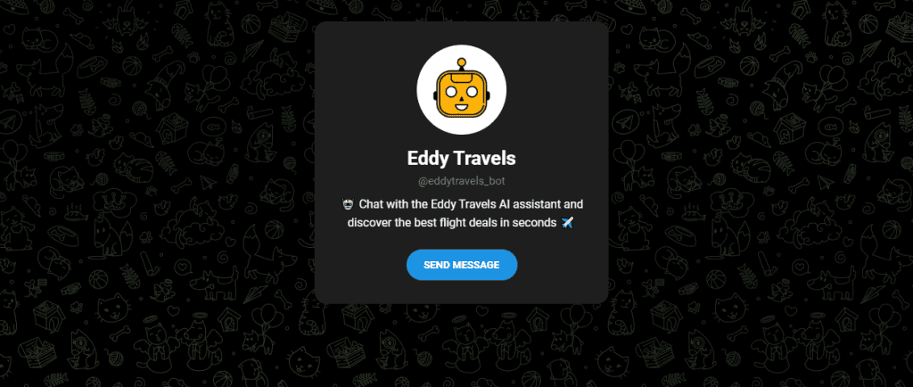 Conheça 31 bots do telegram pra facilitar o seu dia a dia Vai viajar? Use o eddy travels para ter acesso a informações e indicações de hotéis e restaurantes