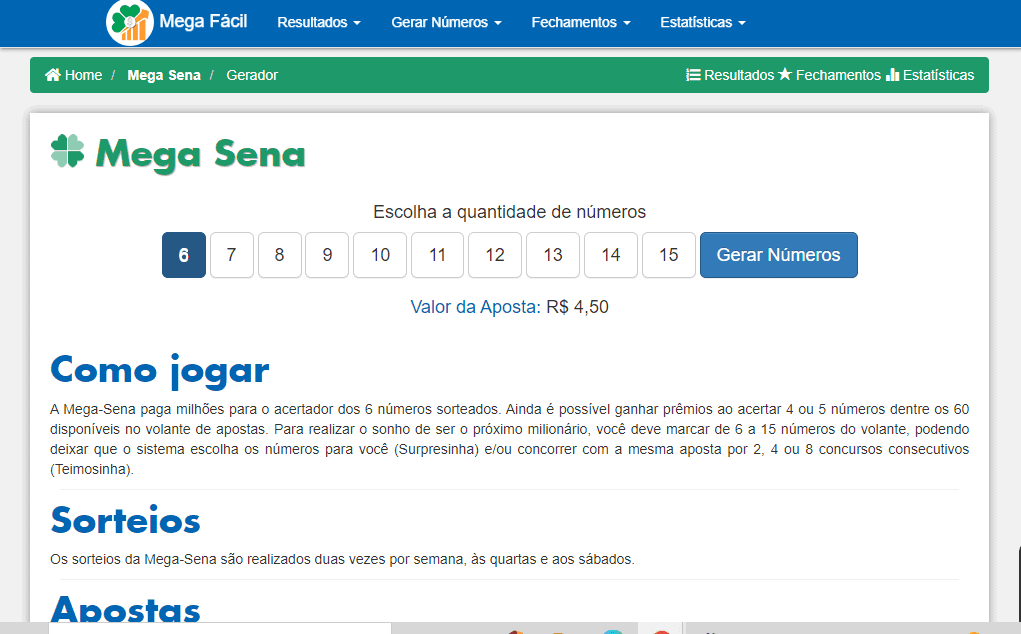 Hasilkan nomor mega-sena dan permainan lotre kotak penghasil angka acak