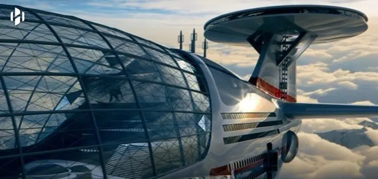 Conheça o hotel voador que pode ficar anos sem pousar e acomodar até 5 mil hóspedes Conheça o hotel voador que pode ficar anos sem pousar e acomodar até 5 mil hóspedes. Com piscinas, restaurantes, teatros e até mesmo shopping center, sky cruise pode representar uma revolução no turismo; conheça os detalhes do projeto