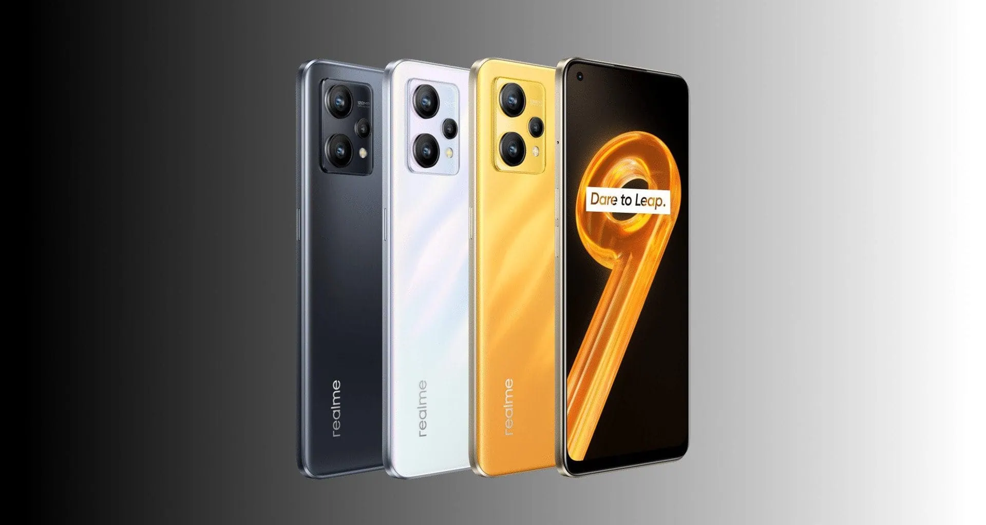 すべての色とグラデーションの背景を持つRealme 9
