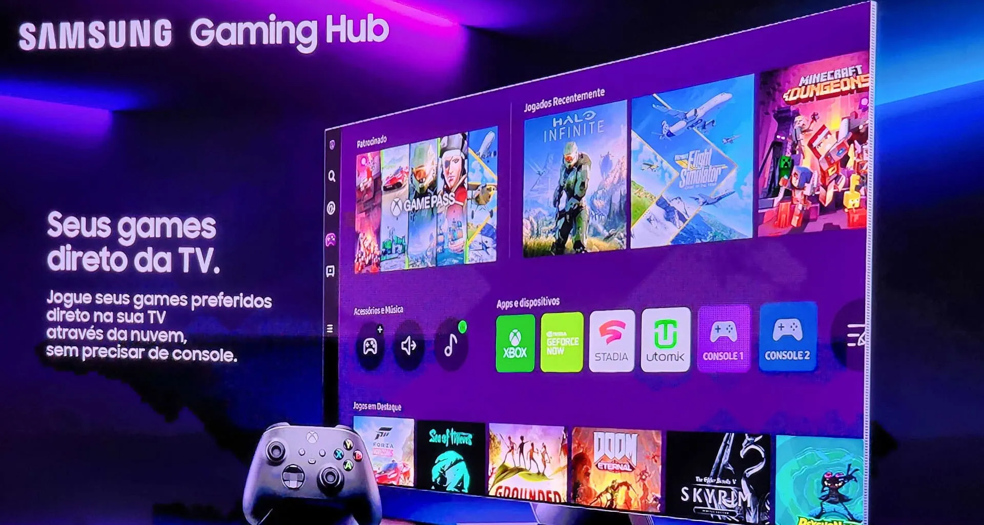 Samsung gaming hub em uma smart tv