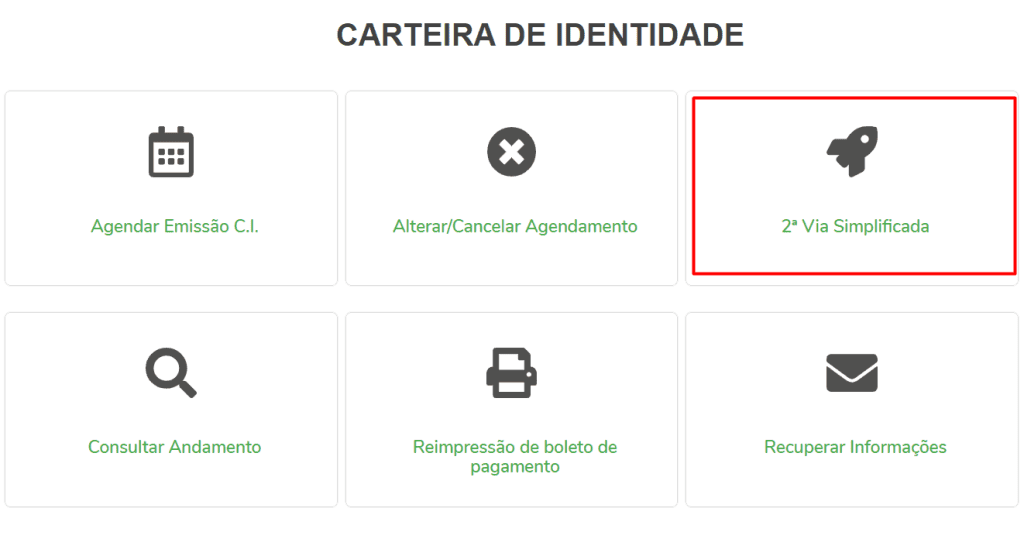 Hoe u het duplicaat van de RG via internet kunt aanvragen Startscherm voor het opvragen van een kopie van de RG via internet in Goiás