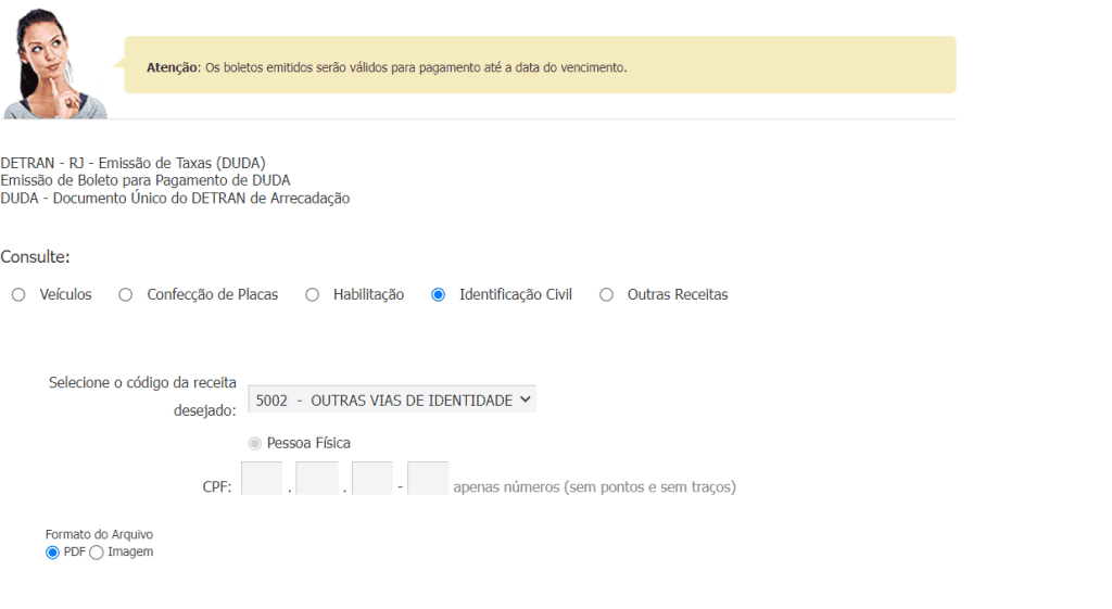 Hoe u het duplicaat van de RG via internet kunt aanvragen Duda-uitgiftescherm voor het aanvragen van duplicaat RG in Rio de Janeiro