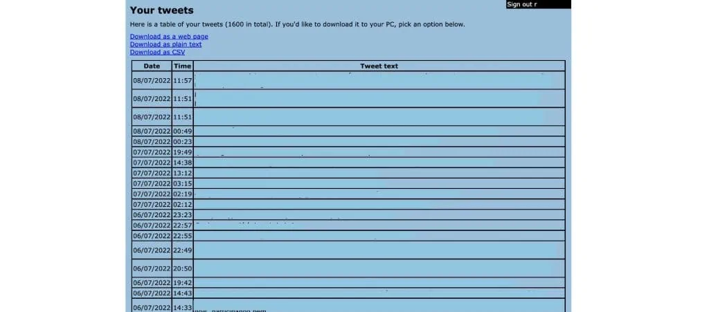 Cómo recuperar tweets eliminados La imagen muestra tweetdownload que le permite descargar tweets antiguos de su cuenta