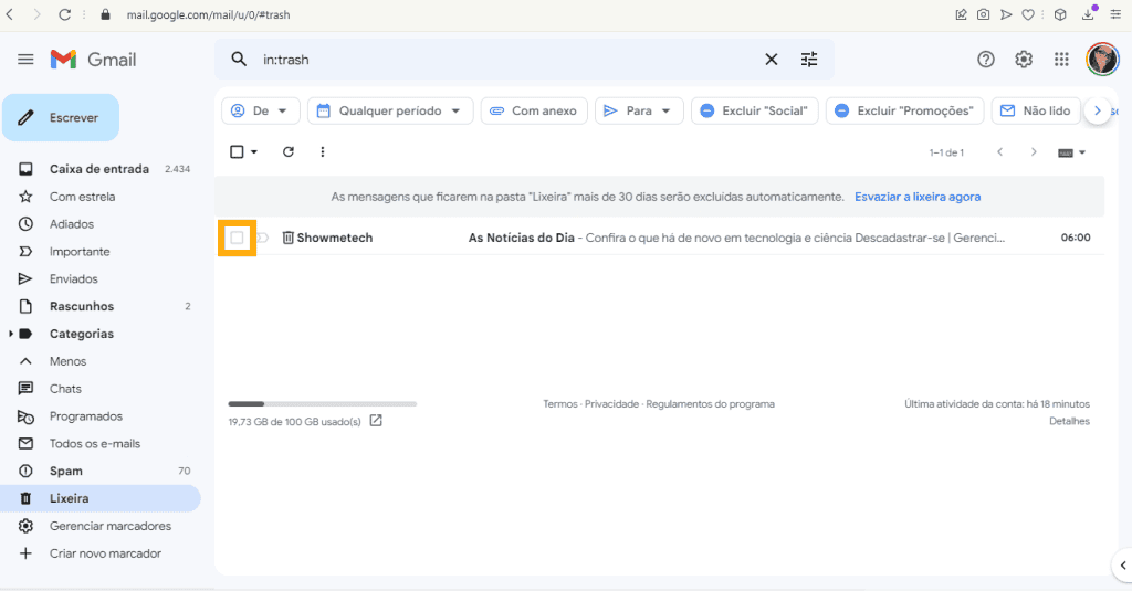 Como recuperar e-mails excluídos do gmail Como recuperar e-mails excluídos na lixeira