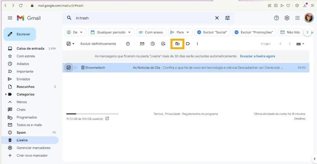 Como recuperar e-mails excluídos do gmail Como recuperar e-mails excluídos na lixeira