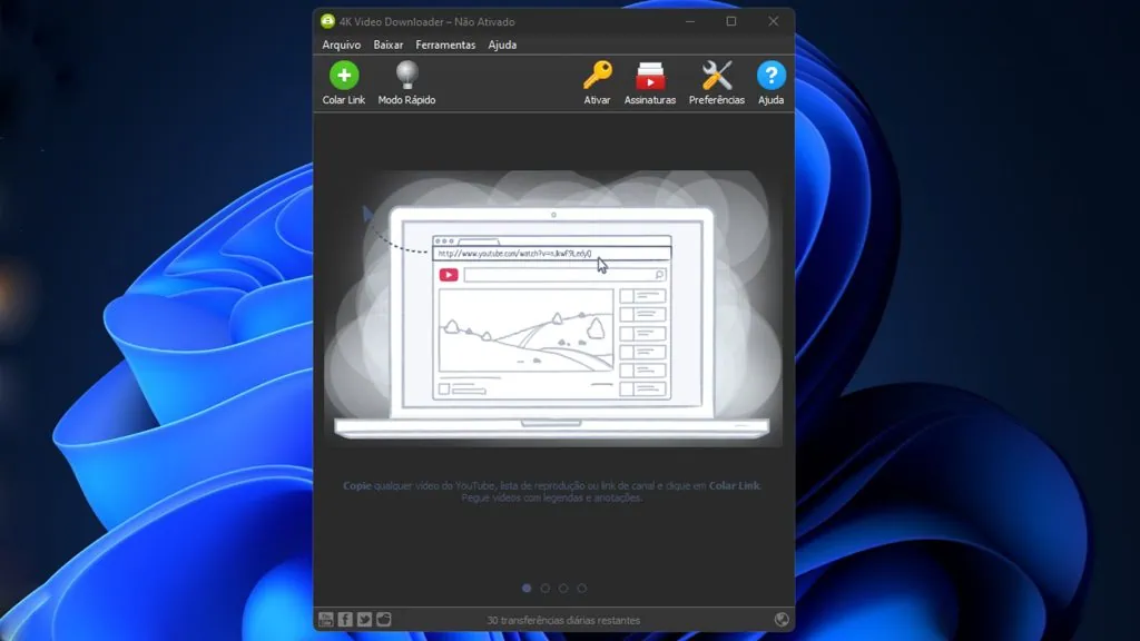 Como baixar vídeo do youtube no celular, pc e mac Interface do 4k video downloader
