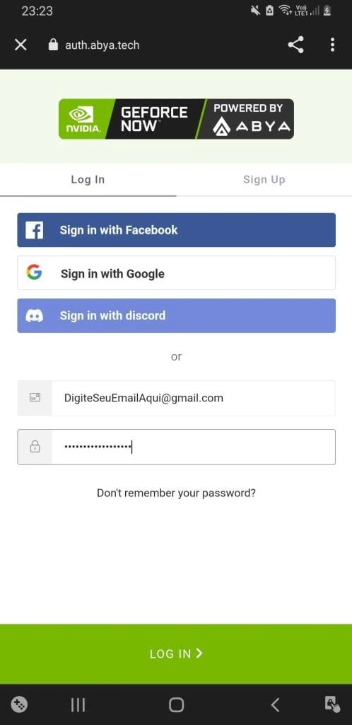 Cómo usar nvidia geforce ahora pantalla de inicio de sesión de Android