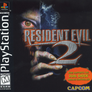 Capa para PlayStation do segundo Resident Evil.