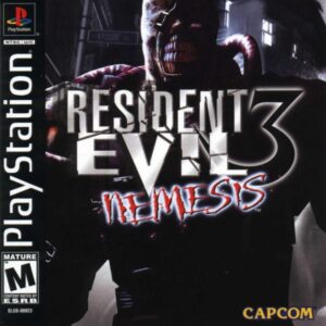 Cover for playstation of resident evil 3: nemesis.