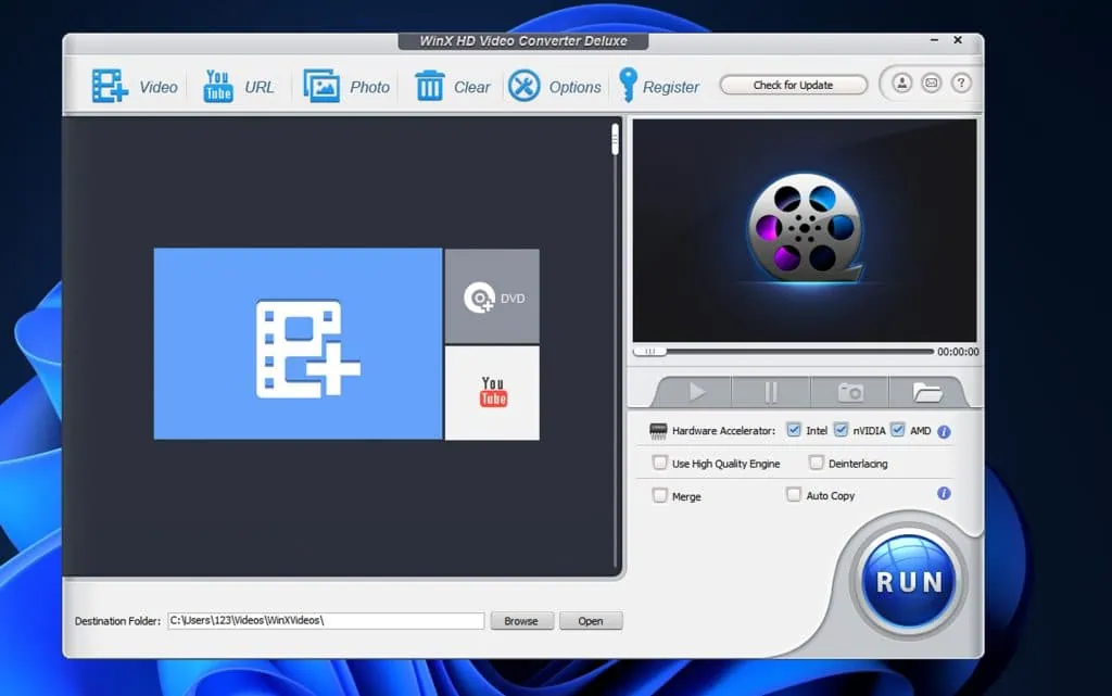 Como baixar vídeo do youtube no celular, pc e mac Interface do winx hd video converter deluxe