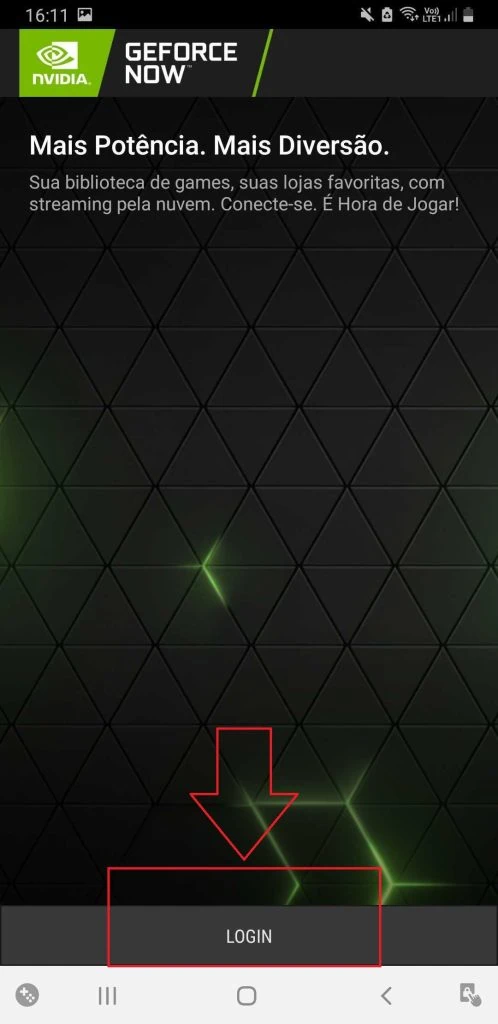 Cómo usar nvidia geforce ahora pantalla de inicio de sesión de la aplicación de Android