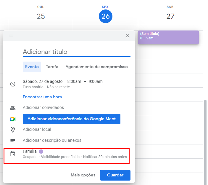 Tutorial como usar o calendário de família na Agenda do Google 