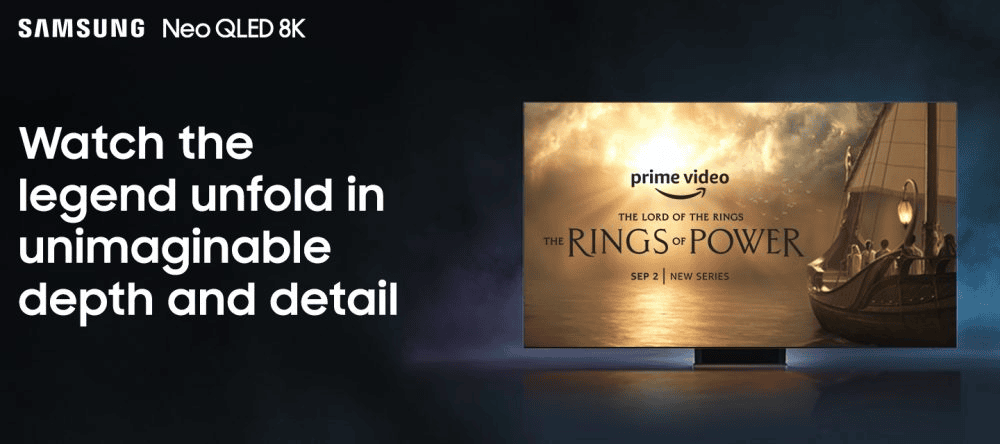 Rings of Power появится на экранах Samsung в разрешении 8k Спин-офф трилогии «Властелин колец» появится на Amazon Prime Video 2 сентября 2022 года. Репродукция: Samsung.