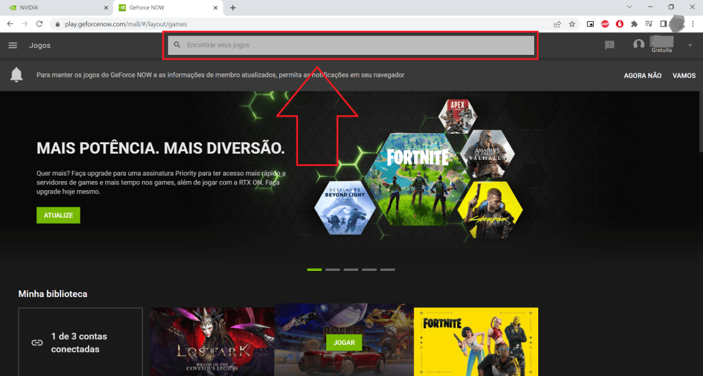 Cómo usar nvidia geforce ahora Pantalla de geforce ahora en pc.