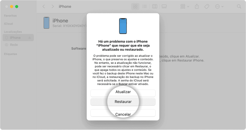 パスワードをお忘れですか? ロックされたスマートフォンのロックを解除する方法 ロックされたiPhoneを復元するiTunes画面
