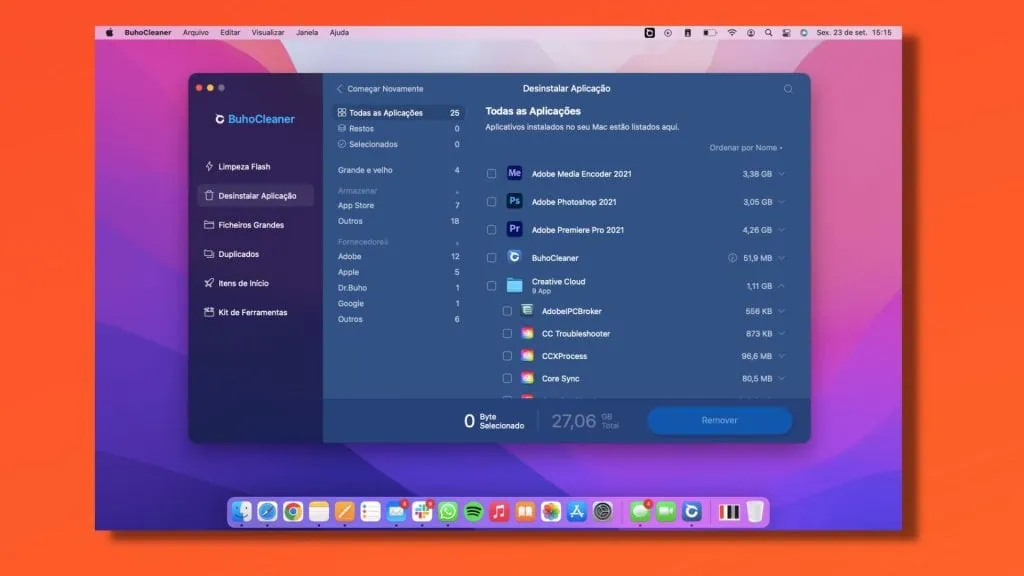 buhocleaner로 Mac을 더 빠르게 만드는 방법 Mac에서 애플리케이션 제거 도구가 열려 있는 Buhocleaner 창