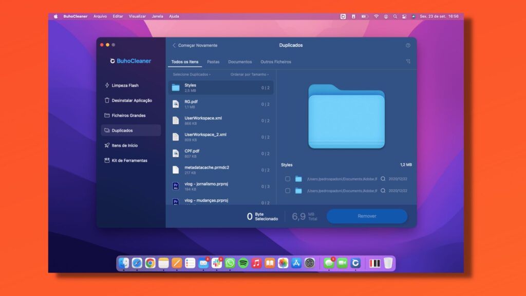 Buhocleaner window with duplicate tool open on mac