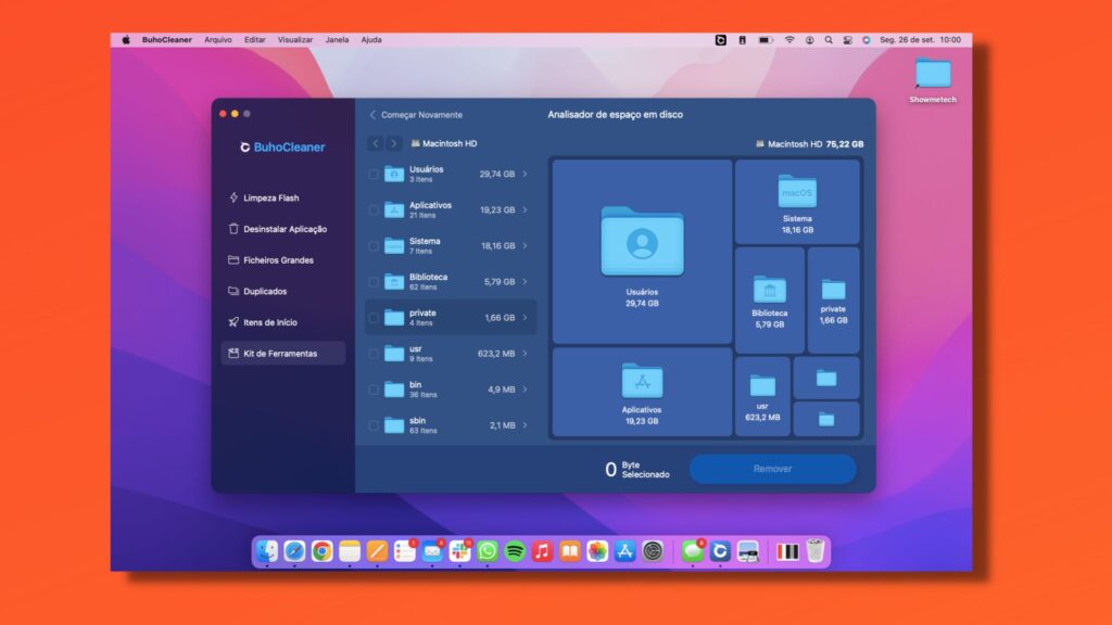 Buhocleaner window with file management tool open on mac