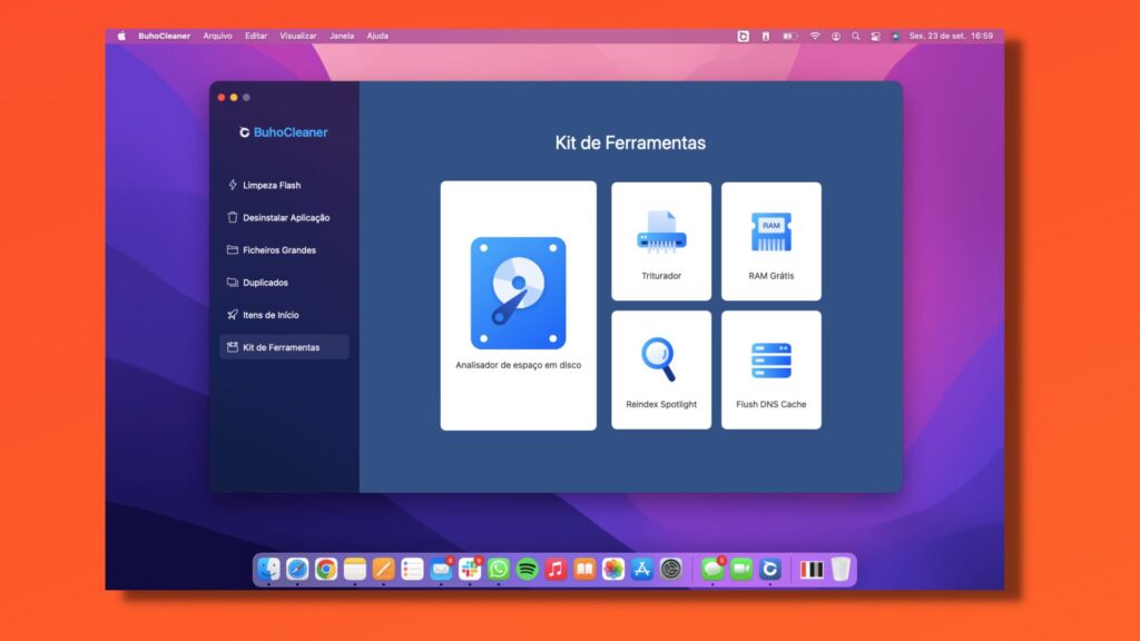 Buhocleaner window with open toolkit tool on mac