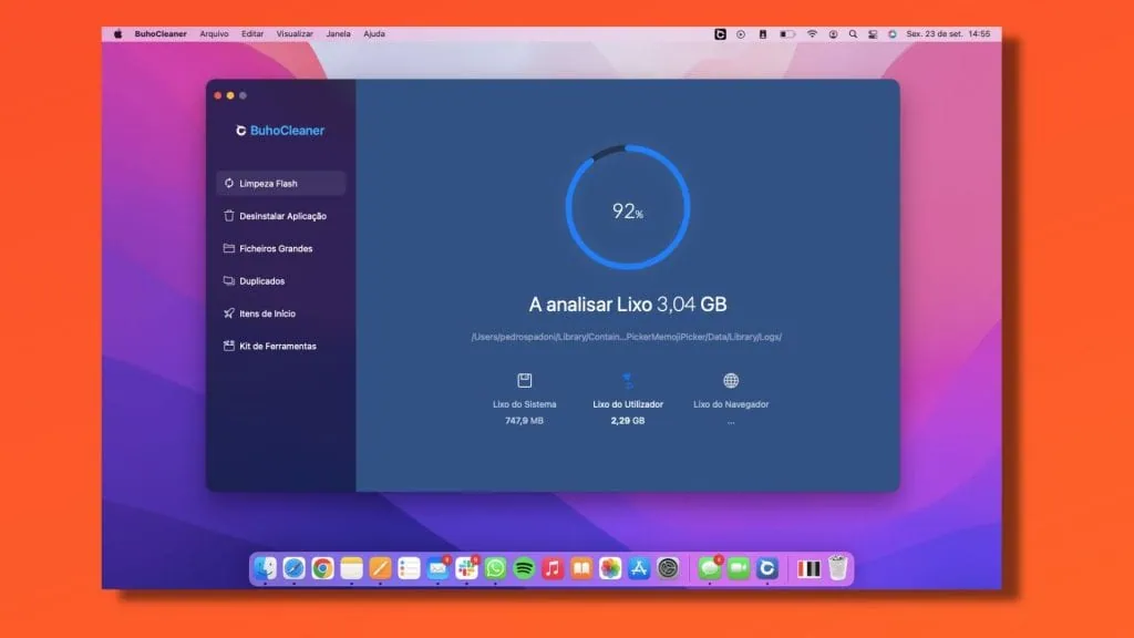 buhocleaner로 Mac을 더 빠르게 만드는 방법 플래시 청소 도구가 있는 buhocleaner 창을 Mac에서 엽니다.