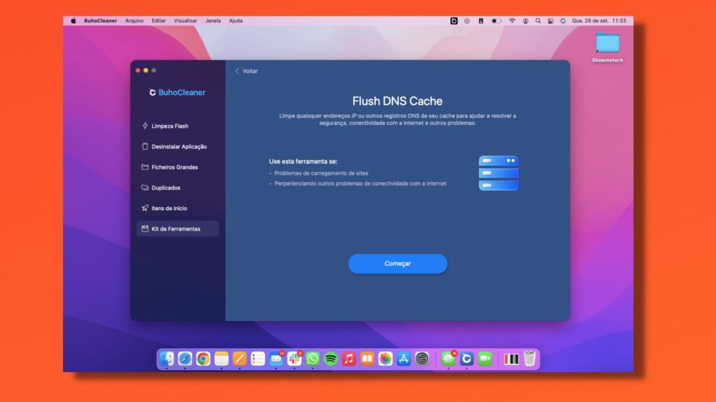 Buhocleaner window with cache cleaner tool open on a mac