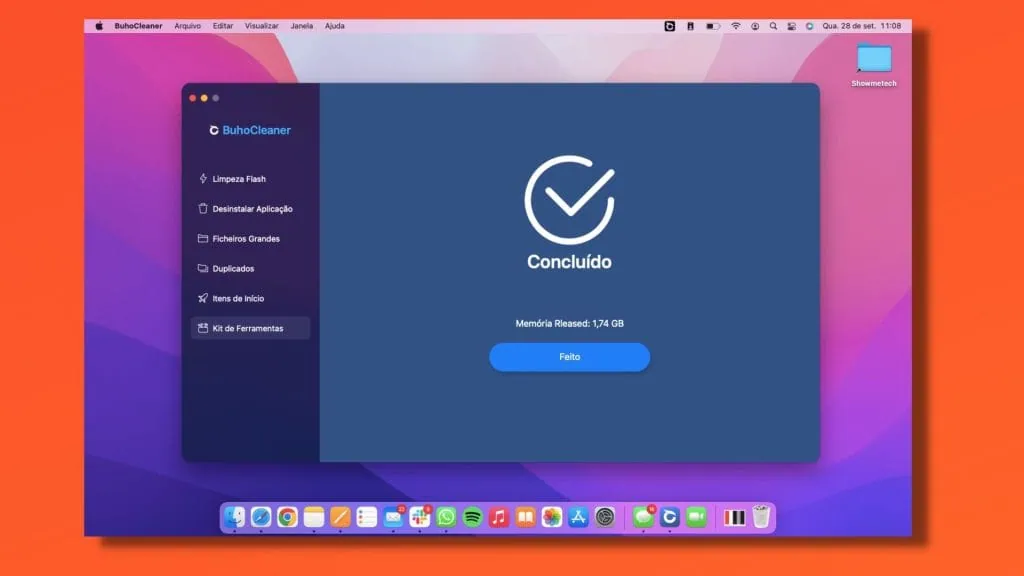 buhocleaner로 Mac을 더 빠르게 만드는 방법 Mac에서 열린 램 청소 도구가 있는 buhocleaner 창